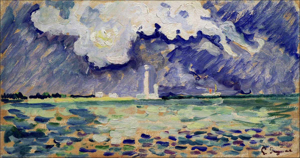 Tableau de Paul Signac, le phare de Gatteville, huile sur toile